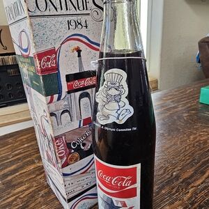 Coca-Cola 1984 Olympic Edition Bottle with Red and White Label